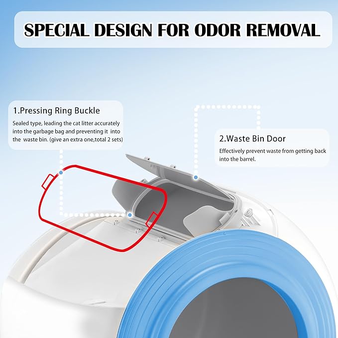 J JORBASADO Self Cleaning Litter Box, 65L+9L Automatic Cat Litter Box Self Cleaning for Multiple Cats, with APP Control and Safety Protection