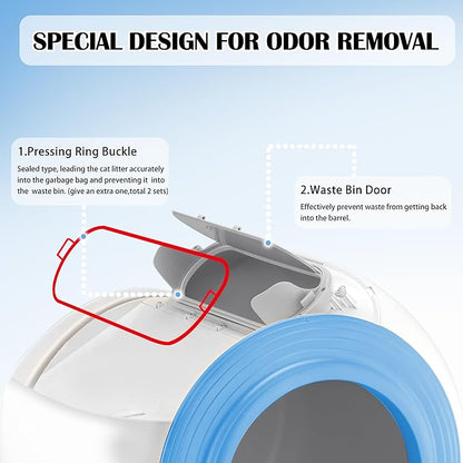 J JORBASADO Self Cleaning Litter Box, 65L+9L Automatic Cat Litter Box Self Cleaning for Multiple Cats, with APP Control and Safety Protection