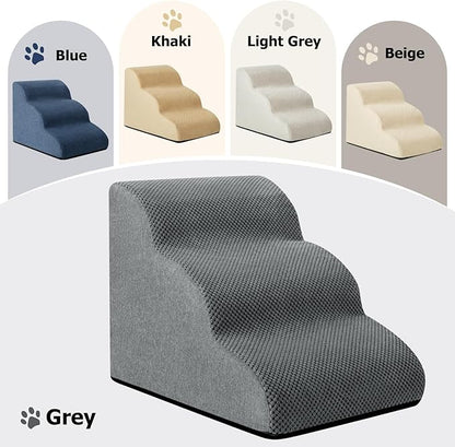 Dog Ramp and Stairs for Small Dogs & Cats,3-Step Pet Stairs for Couch Sofa and Chair,Indoor Anti-Slip Dog Stairs for Old Cats and Puppy