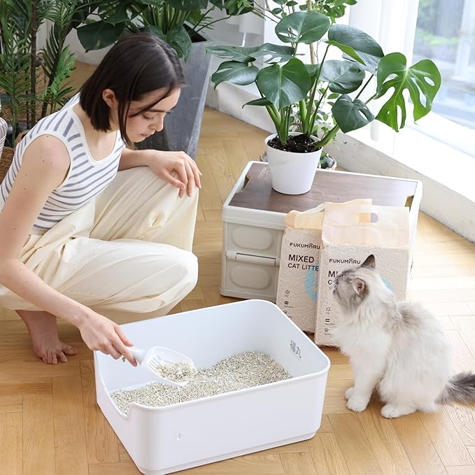 FUKUMARU Tofu Cat Litter, Super Ultra Absorbent, 12 LBS Clumping Cat Litter, Flushable, Natural, Lightweight, Dust Free, Quick Clumping, Low Tracking, Odor Control (6lb x 2 Packs)