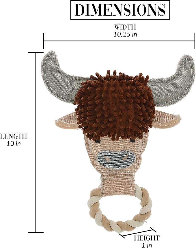Pavilion Gift Company - Herd - Canvas Rope Dog Toy Cow Farmhouse Farming Tug of War Puppy K9 Doggy Lover Parent Gift
