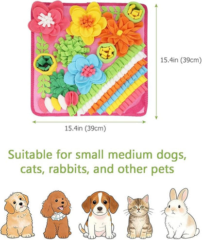 KeeKit Snuffle Mat for Dogs & Cats - Slow Feeding Mat for Small & Medium Breeds, Encourages Natural Foraging Skills, Durable Foraging Mat for Mental Stimulation, Pink