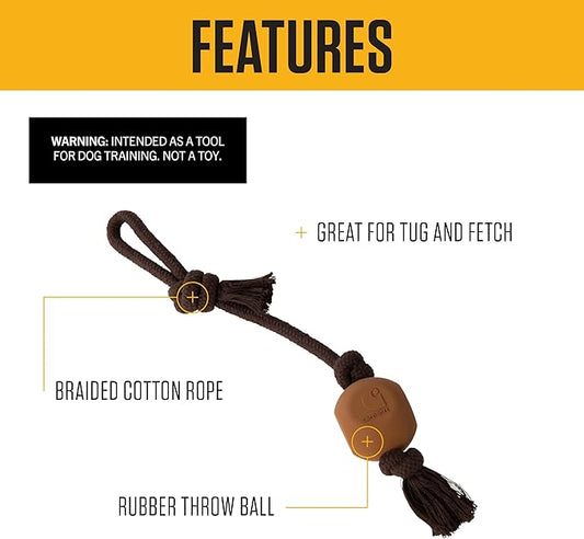 Carhartt Pet Training Tools, Durable Dog Tool for Tug and Fetch, Rubber Ball Dog Rope Pull (Blaze Orange)