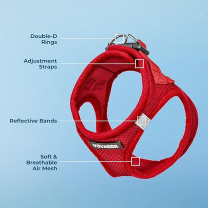 Best Pet Supplies Voyager Step-in Air Harness - All Weather Mesh, Reflective, No Pull Harness for Dogs, Cats - Secure with Hook & Loop Fastener, Buckle, Double D-Rings - Red, XL