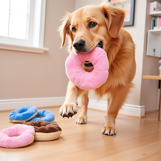 3 Pcs Colorful Donut-Shape Squeaky Squeaker Puppy Dog Pet Cat Kitten Sound Chews Toy Sturdy and Practical Simple and Sophisticated Design, Pet Dog Squeak Toys to Keep Dogs Busy