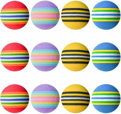 12 Pack Foam Cat Soccer Balls - Soft, Quiet, Interactive Toys for Kitten, Dog, Puppy - Indoor Activity Play, Chase, Training, Chewing