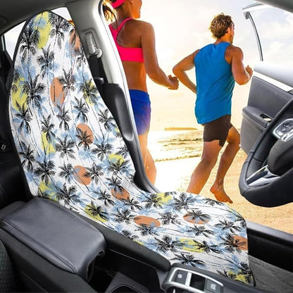 Coldinair Palm Tree Towel Car Seat Cover for Men,Sweat Car Seat Protector after Workout,Gym,Swimming,Anti-Slip Universal Car Seat Covers for Truck,Van,SUV