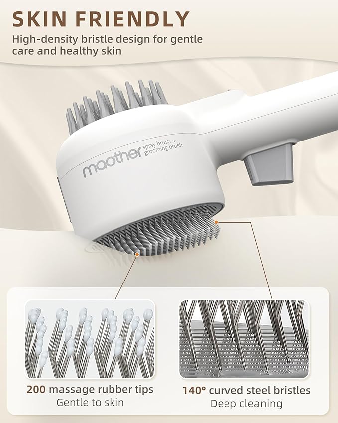 Maother Steam Cat Brush for Indoor Cats, 2-in-1 Cat Grooming Shedding Brush with Spray & Massage Pins, Anti-Static - B1