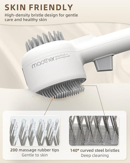 Maother Steam Cat Brush for Indoor Cats, 2-in-1 Cat Grooming Shedding Brush with Spray & Massage Pins, Anti-Static - B1