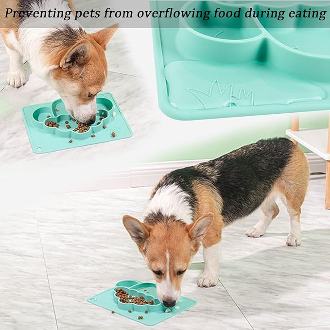 Dog Bowls Dog Food Bowls, Slow Feeder Dog Bowls with Skid Resistant Silicone Mat for Food&Water, No Spill&Non-Skid, Pet Puppy Bowls Dog Dishes for Small Medium Dogs&Cats.