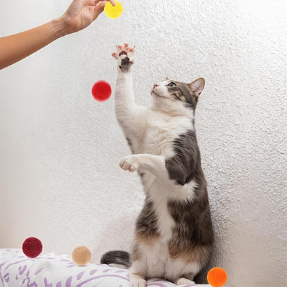 100 Pcs Cat Toy Balls 1-inch Colorful Cat Pom Pom Balls Soft Interactive Kitten Ball Cats Exercise Toys Fuzzy Kitten Interactive Playing Quiet Toy for Cats Pet(2.5 cm)