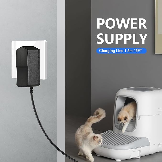 15V 1A DC Power Supply Adapter Charger Cable Compatible with Litter Robot 3,Litter Robot Power Supply Self-Cleaning Cat Litter Boxes and More