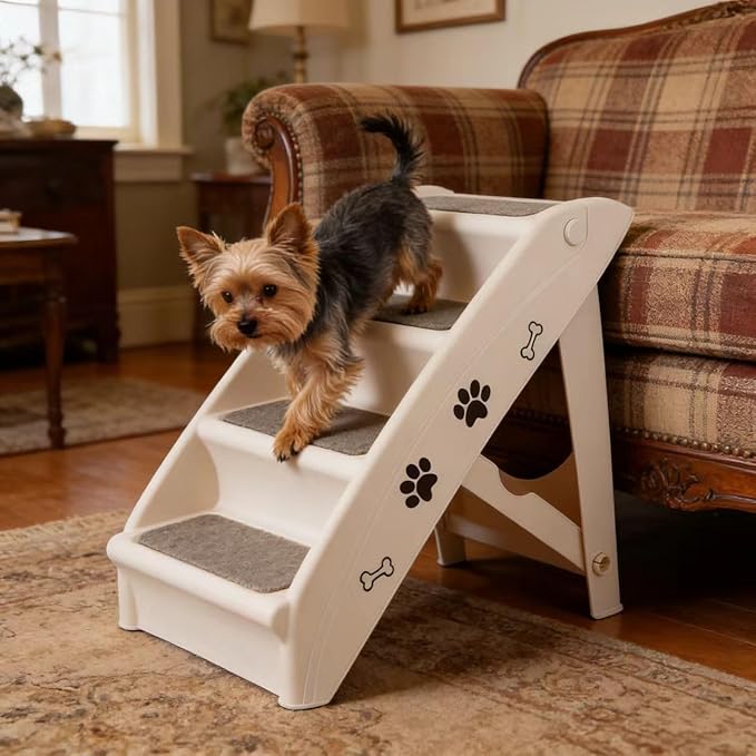 ZENY Folding Dog Stairs, Portable Indoor/Outdoor Pet Steps for Bed, Couch, Car, Pet Stairs for Small Pet Dog/Cat