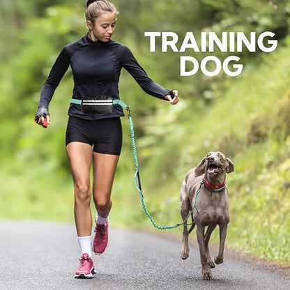 Hands Free Dog Leash, Waist Leash for Dog Walking, Dog Walking Accessories, Retractable Bungee with Double Padded Handles, Green