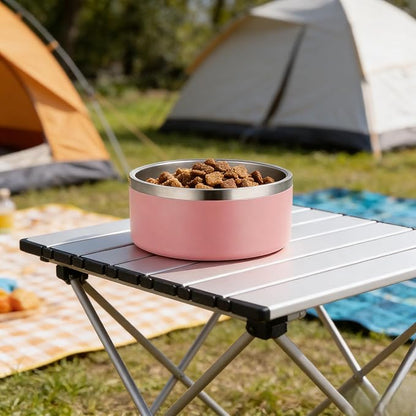 42oz Large Capacity Pink Dog Bowl - Premium Stainless Steel Pet Food & Water Bowl, 7.2x2.76 Inches, Suitable for Small to Medium Pets