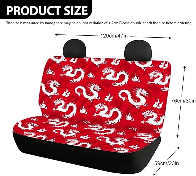 AFPANQZ Dragon Print Car Rear Seat Cover Non-Slip Stretch Universal Fit, Baby Dog Pets Work Back Seat Cover for Car Truck Van SUV Back Seats Cushion Protective Against Dirt & Pet Fur