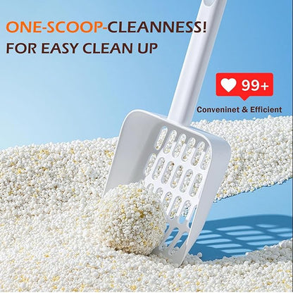 Cat Pooper Scooper, 2 in 1 Cat Litter Scoop with Holder Stand Cat Accessories Cat Supplies Kitty Litter Scoop Heavy Duty and Easy Clean