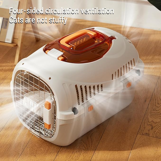 Pssopp Portable Plastic Pet Travel Carrier, Greater Load Bearing Capacity Airline Approved Size Dog Crate Airline Cat Carrier Box for Home and Travel(19.88 x12.8 x7.87in)