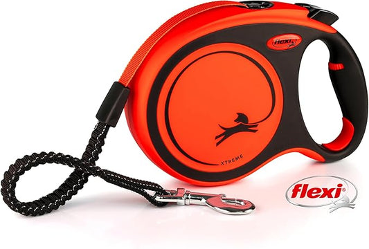 Flexi Xtreme Tape Orange & Black Large 8m Retractable Dog Leash/Lead for Dogs up to 55kgs/121bs
