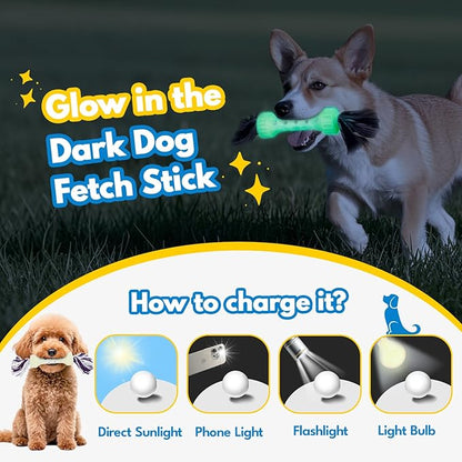 Glow-in-The-Dark Dog Toy – Interactive Fetch, Tug & Treat Puzzle for Small Dogs, 13” Lightweight Flying Disc with Dental Cleaning Texture, TPR & Rope Calming Chew Toy for Anxiety Relief