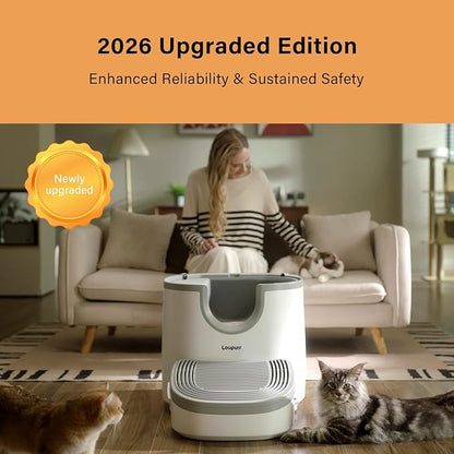 self Cleaning Litter Box Large Capacity, Automatic Cat Litter Box Open-Top Design for Multiple Cats with Integrated Safety Protection Includes Waste Bags (2026 Upgraded Model)