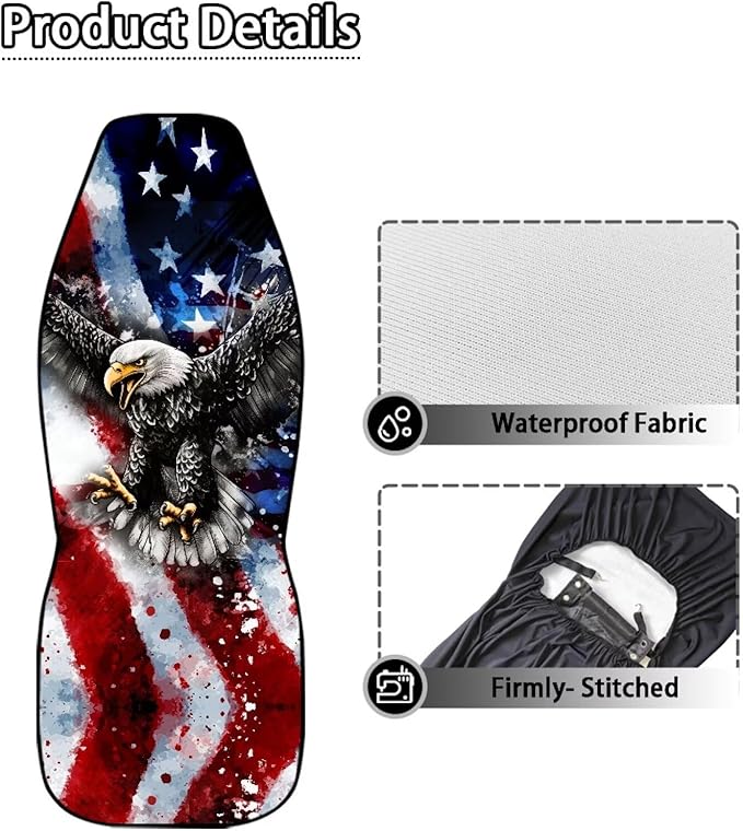 Eagle Flag Car Seat Covers Breathable Front Seat Cover Anti-Slip Back Fabric Waterproof Car Seat Cover Easy to Install Universal for Cars Truck SUV Van