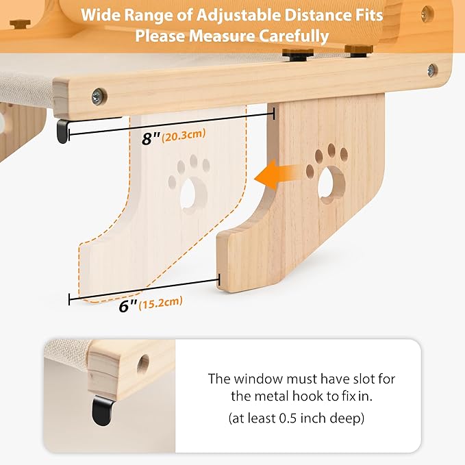 Cat Scratch Window Perch, Sturdy Cats Hammock for Window, Scratching Posts for Indoor Cats. Easy to Adjust Cat Bed for Windowsill, Bedside, Drawer and Cabinet. No Drilling Needed.