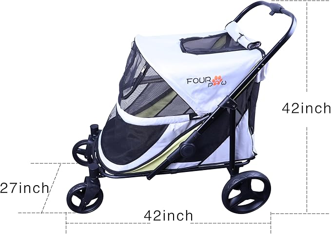 Dog Stroller for Medimu/Large Dogs - Easy Fold Dual Entry Pet Stroller with One-Foot Brake,Ideal up to 80 lbs.
