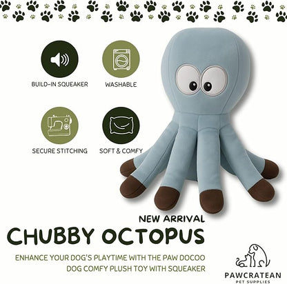 7" Squeaky Plush Toy for Puppies Small Dogs Self Etertainment Washable Soft Made [PET ONLY] (Grey Optopus)