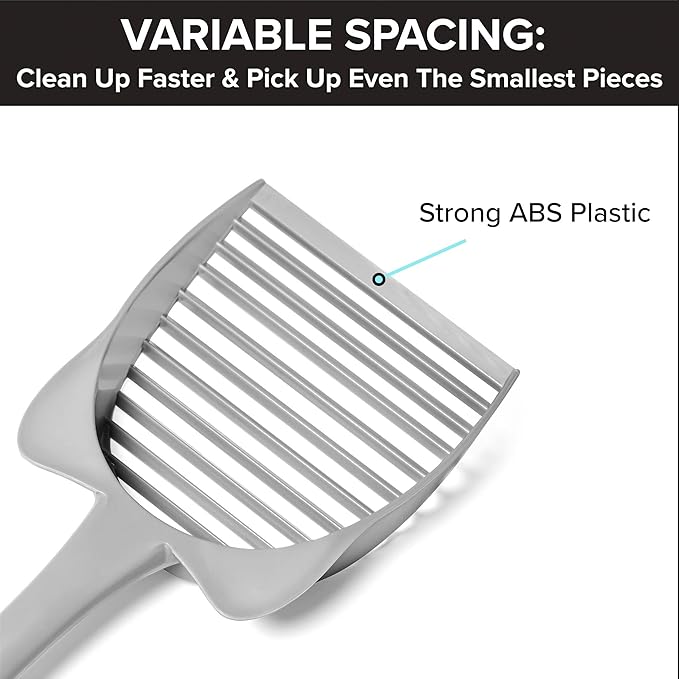 CatGuru Cat Litter Scoop, Jumbo Litter Scoop, Litter Scooper with Deep Shovel & Long Handle, Super Fast Sifter, Durable Kitty Litter Scoop, Cat Stuff, Kitten Supplies (Gray)