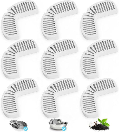 Cat and Dog Water Fountain Filters, 9 Pack Replacement Filters for Ceramic & Stainless Steel Fountains Automatic Pet Fountain Water Dispenser (9 Pack)