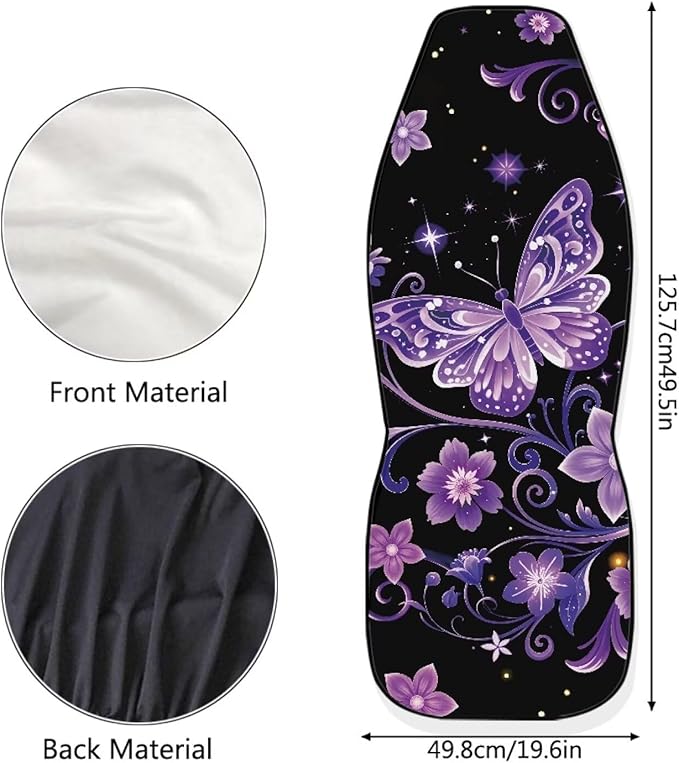 Dreaweet Car Seat Covers Front Seats Purple Butterfly Car Accessories for Women Interior 2 Piece Washable Universal High Back Bucket Seat Covers for Cars SUV Sedan