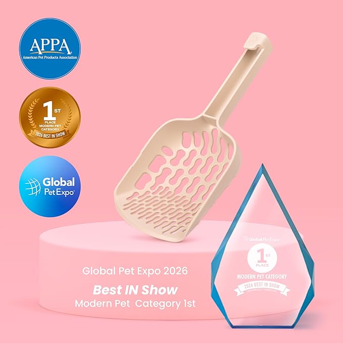 Lady N Cat Litter Scoop for Clumping Litter, Dual-Size 8-Shaped Holes for Fast Sifting, Works with Tofu, Clay, Corn & Wood, Durable ABS Plastic