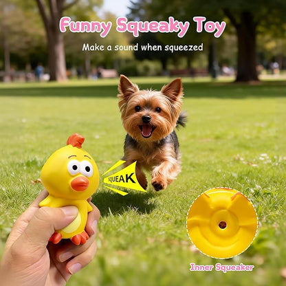 Small Squeaky Dog Toys, 3 Pack Latex Dog Chew Toy Set, Funny Animals Squeaky Balls for Interactive Fetch Play, Soft Rubber Teething Toy for Puppy Small Dogs