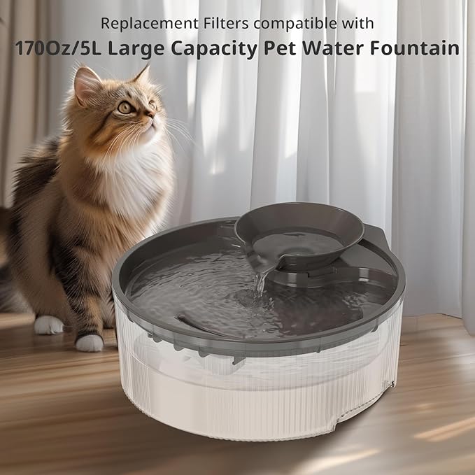 9 Pack Dog Water Fountain Filters for 170oz/5L Pet Water Dispenser Fountain Filters, Supersuki Multiple Filtration Dog Water Filter Replacement(9 Filters+ 9 Sponges)