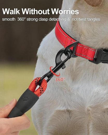 Joytale Dog Leash for Large Dogs, Heavy Duty Nylon Leashes with Comfortable Padded Handle and Highly Reflective Threads, Ideal for Walking and Training, Red, 6'×1/2''