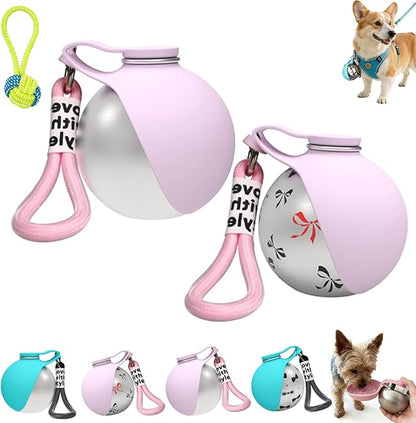 Foldable Pet Water Bottle for Travel, 2 in 1 Portable Dog Water Bottle, 304 Stainless Steel Compact Dog Drinking Bottles Leak Proof & Silicone Bowl for Walking Hiking (2PCS,G)