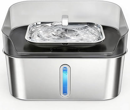 No Spill Dog Water Fountain Stainless Steel for Large Dogs, 8L/2.1Gal Ultra Quiet Pet Water Fountain for Cats Dogs Indoor, Automatic Dog Water Bowl Dispenser