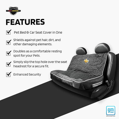 PetBed2GO, Chevrolet, Black, Large Pet Bed Cushion & Car Seat Cover, 52x20x7, 6lbs