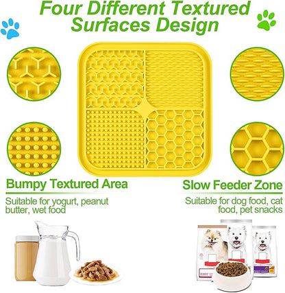 LUKITO 3PCS Lick Mat for Dogs and Cats, Licking Mat with Suction Cups for Anxiety Relief, Cat Peanut Butter Lick Pad for Boredom Reducer, Dog Enrichment Toy, Dog Lick Mat for Bathing Grooming