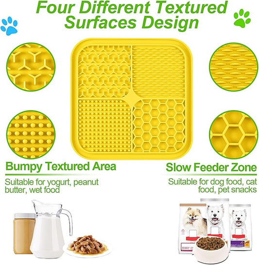 LUKITO 3PCS Lick Mat for Dogs and Cats, Licking Mat with Suction Cups for Anxiety Relief, Cat Peanut Butter Lick Pad for Boredom Reducer, Dog Enrichment Toy, Dog Lick Mat for Bathing Grooming