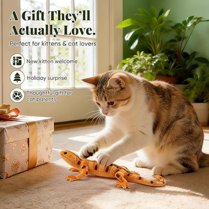 CiyvoLyeen Lizard Catnip Toys Chew Bite Resistant Toys for Indoor Cats Boredom Relief Teeth Cleaning Interactive Funny Cute Kitten Cat Lover Gifts Christmas Birthday Presents Set of 4