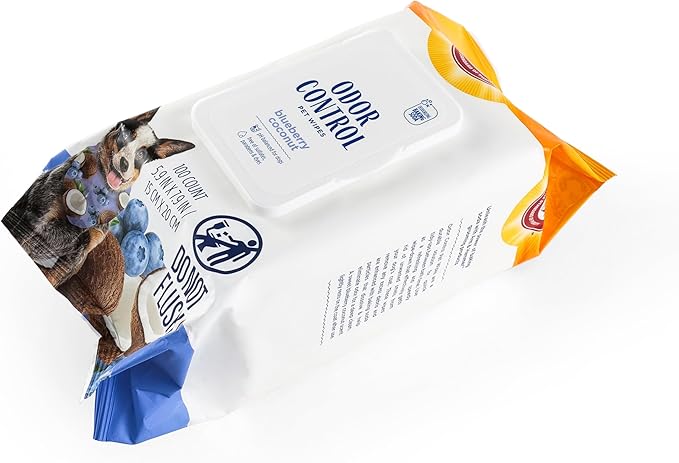 Arm & Hammer for Pets Odor Control Wipes for Dogs, Best Odor Eliminating Waterless Cleaning for Dogs & Puppies | Blueberry Coconut Scent, 100ct