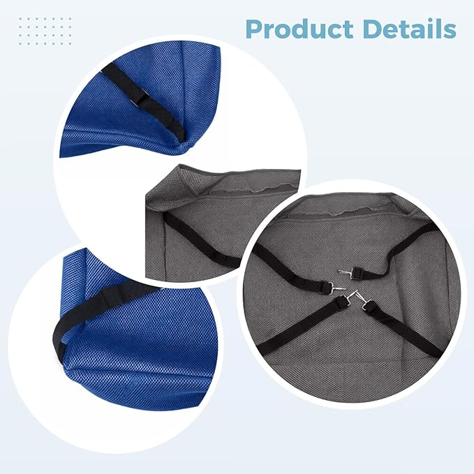 2 Pcs Hanging Small Animal Hammock, Cat Cage Hammock with Toy, M Size Soft Pet Bed for Cages, Long-Lasting Polyester, Gray & Blue
