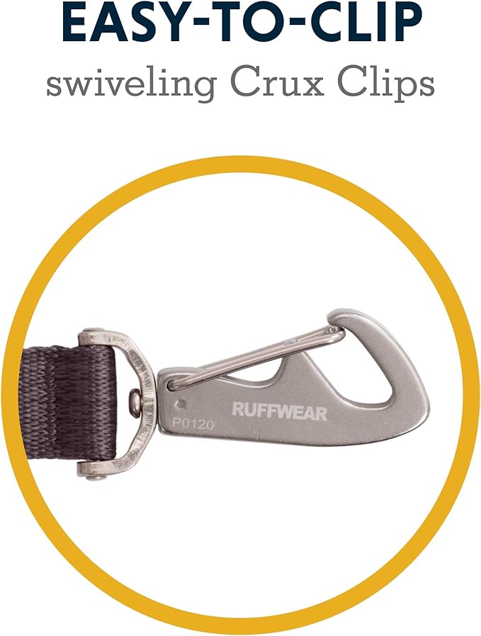 Ruffwear, Switchbak Hands‑Free Dog Leash, Adjustable 2.5–7 ft, Double‑Ended Lead with Lockable Crux Clips and Sliding V‑Rings, Waist‑Worn, Over‑Shoulder or Handheld, Blue Pool