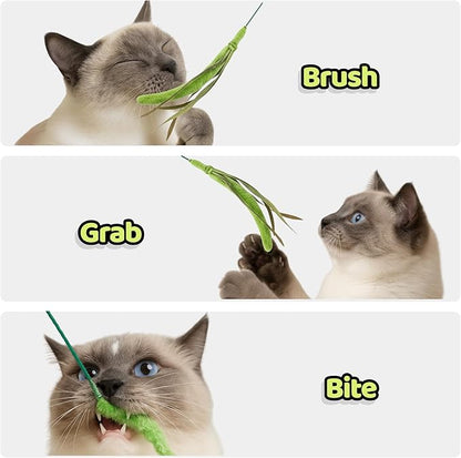 Cat Wand Toy – Cat Toys on a Stick, Interactive Cat Teaser Wand for Indoor Cats, Natural Grass-Inspired Design for Exercise, Hunting, and Bonding