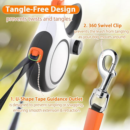 Retractable Dog Leash 26ft Heavy-Duty for Medium & Large Dogs - Upgraded Lock, Tangle-Free, Ergonomic Grip - Perfect for Walking, Running, Outdoor Training