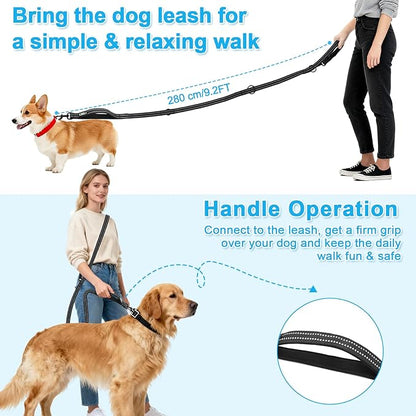 ETACCU Hands Free Dog Leash, Multifunctional Crossbody Dog Leash with Adjustable Length 6-9FT, Tangle Free Reflective Waist Leashs for Medium and Large Dogs