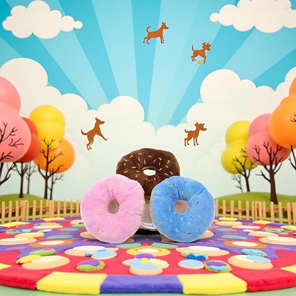 3 Pcs Colorful Donut-Shape Squeaky Squeaker Puppy Dog Pet Cat Kitten Sound Chews Toy Sturdy and Practical Simple and Sophisticated Design, Pet Dog Squeak Toys to Keep Dogs Busy