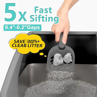 2 Pack Stainless Steel Litter Box | XL Enclosed Cat Litter Boxes with Lid for Big Cats and Multi-Cats | High Sided, Anti-Urine Leakage | Non-Stick Bottom（Multi-Colored）